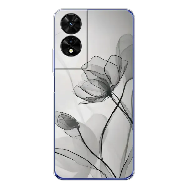 Чехол с принтом «Черные цветы» для TCL 505