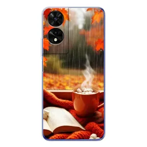 Чехол с уникальным дизайном «Осень с кофе» для TCL 505 (Кофе и дождь)