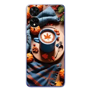 Чехол с уникальным дизайном «Осень с кофе» для TCL 505 (Кофе и тыковки)