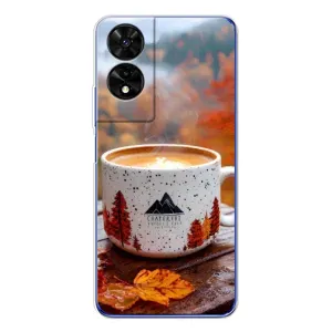 Чехол с уникальным дизайном «Осень с кофе» для TCL 505 (Кофе на природе)