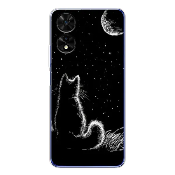 Чехол с принтом «Котик и луна» для TCL 505