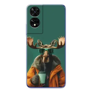 Чехол с принтом стильные животные для <td>ТКЛ 505 </td> (Лось с кофе)