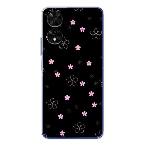 Чехол с принтом «Розовые цветы на черном» для TCL 505