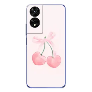 Чехол с розовым рисунком для TCL 505 (Розовые вишни)