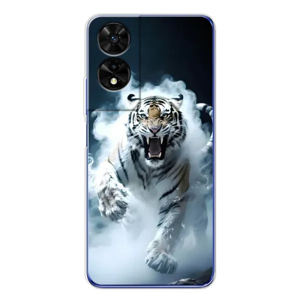 Чехол с принтом «Белый тигр в дыму» для TCL 505