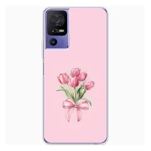 Чехол с розовым рисунком для TCL 605 (Букет цветов)