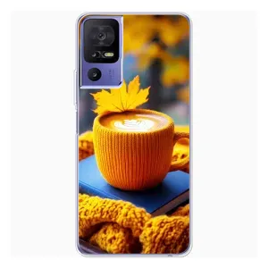Чехол с принтом «Кофе на желтом пледе» для TCL 605