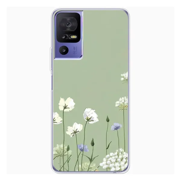 Чехол с принтом «Цветы на зеленом» для TCL 605