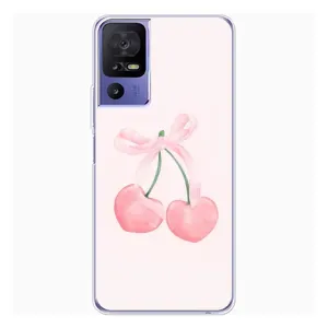 Чехол с розовым рисунком для TCL 605 (Розовые вишни)