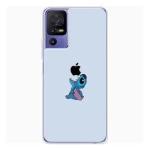 Чехол с принтом Стич на TCL 605 (Stitch apple)