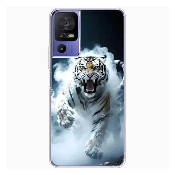 Чехол с принтом «Белый тигр в дыму» для TCL 605 Чехол с принтом «Белый тигр в дыму» для TCL 605