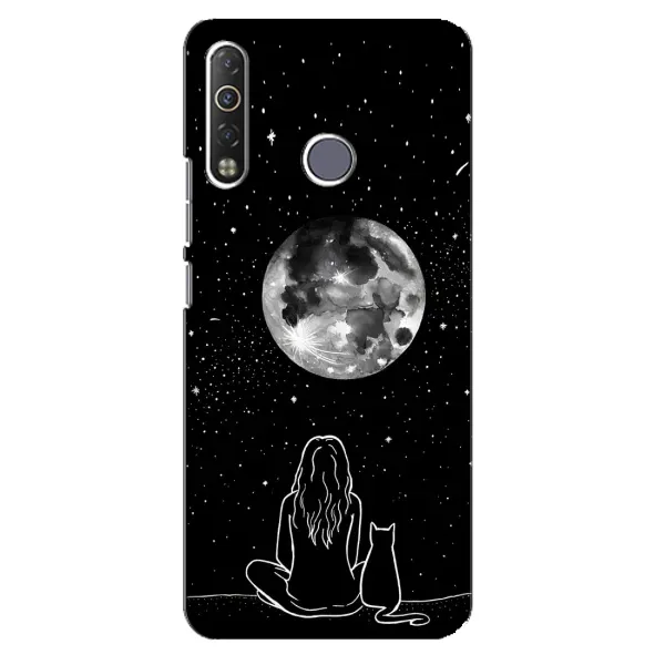 Чохол з принтом «Дівчина з котом» для TECNO Camon 12 Air CC6