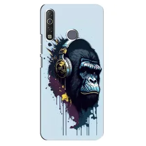 Чехол с Обезьянами TECNO Camon 12 Air CC6 - (AlphaPrint) (Горилла в наушниках)