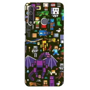 Чехол Майнкрафт на TECNO Camon 12 Air CC6 (AlphaPrint) Minecraft (Коллаж Майнкрафт)