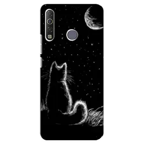 Чехол с принтом для TECNO Camon 12 Air CC6 (AlphaPrint) Модные коты (Котик и луна)