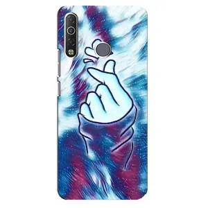 Чехол с принтом для TECNO Camon 12 Air CC6 (AlphaPrint - Знак сердечка) (Радужное сердце)
