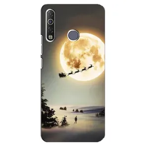 Новогодние, Праздничные Чехлы для TECNO Camon 12 Air CC6 - 2024 год (Санта на луне)