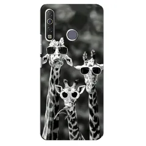 Силиконовый чехол с КАРТИНКАМИ лето для TECNO Camon 12 Air CC6 (AlphaPrint) (Жирафы в очках)
