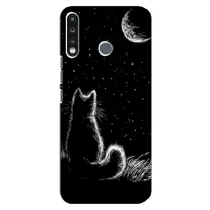 Чехол с принтом для TECNO Camon 12 CC7 (AlphaPrint) Модные коты (Котик и луна)
