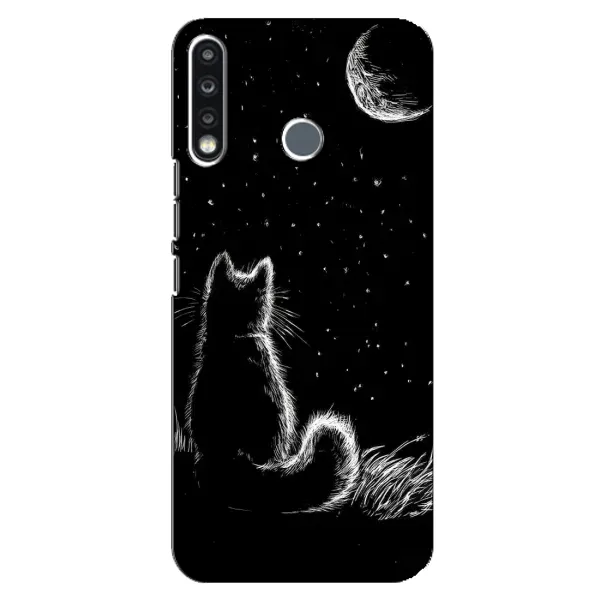 Чохол з принтом «Котик і місяць» для TECNO Camon 12 CC7
