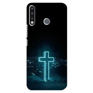 Чехол для TECNO Camon 12 CC7 (AlphaPrint) - (Христианские) (Крест и город)