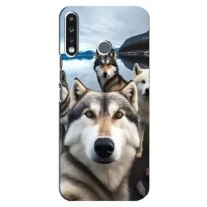 Чехол с Хаски для TECNO Camon 12 CC7 - (AlphaPrint) (Селфи ХАски)