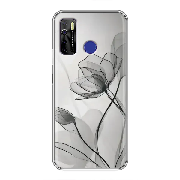 Чехол с принтом «Черные цветы» для TECNO Camon 15 Air