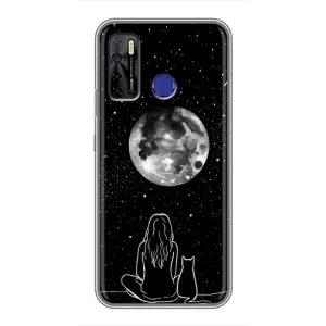 Чехол с рисунком кот на TECNO Camon 15 Air (Девушка с котом)