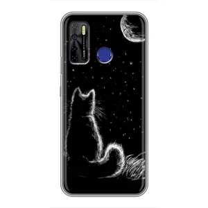 Чохол з принтом для TECNO Camon 15 Air (AlphaPrint) Модні коти (Котик і місяць)
