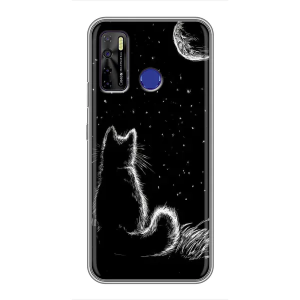 Чехол с принтом «Котик и луна» для TECNO Camon 15 Air
