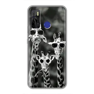 Силіконовий чохол з КАРТИНКАМИ літо для TECNO Camon 15 Air (AlphaPrint) (Жирафи в окулярах)