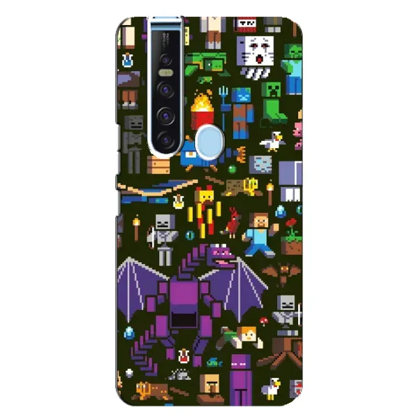 Чохол з принтом «Колаж Майнкрафт» для TECNO Camon 15 Pro
