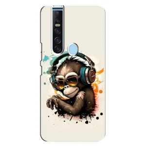 Чехол с Обезьянами TECNO Camon 15 Pro - (AlphaPrint) (Макака в наушниках)