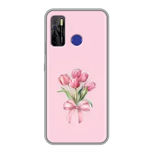 Чехол с розовым рисунком для TECNO Camon 15 (Букет цветов)