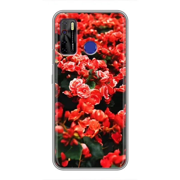 Чохол з принтом «Квіти червоні» для TECNO Camon 15