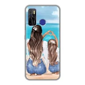 Чехол с печатью для TECNO Camon 15 - (Мама с ребенком) (AlphaPrint) (Мама с доченькой)