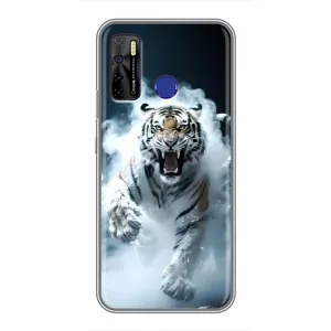 Чохол з принтом «Білий тигр у диму» для TECNO Camon 15