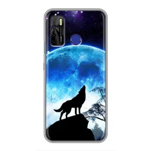 Защитные чехлы для Техно Камон 15 (AlphaPrint) (ХИТ продаж) ВОЛК (Волк на луну)
