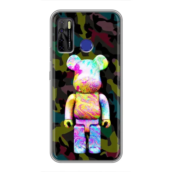 Чехол с принтом «Яркий Bearbrick» для TECNO Camon 15