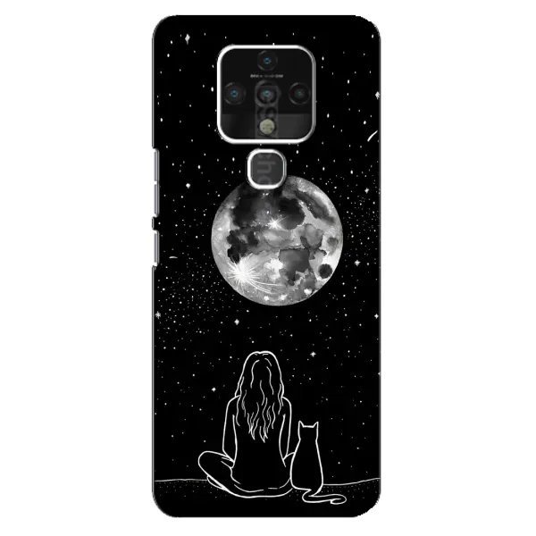 Чохол з принтом «Дівчина з котом» для TECNO Camon 16 Pro