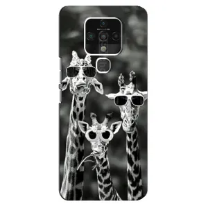 Силиконовый чехол с КАРТИНКАМИ лето для TECNO Camon 16 Pro (AlphaPrint) (Жирафы в очках)
