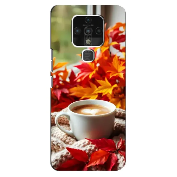 Чехол с принтом «Кофе и листья» для TECNO Camon 16