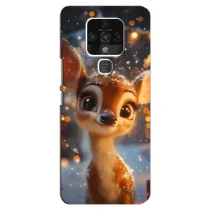 Яскравий чохол для TECNO Camon 16 з Зимові Оленята (Оленятко серед гірлянд)