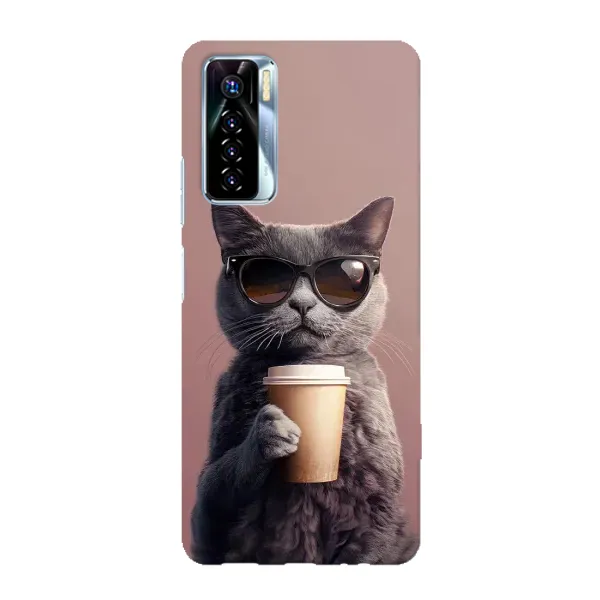 Чехол с принтом «Кот с кофе» для TECNO Camon 17 Pro