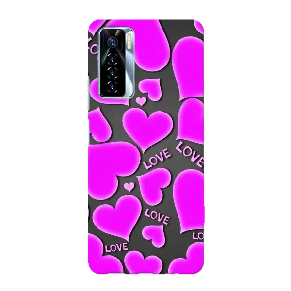 Чохол з принтом «Pink hearts» для TECNO Camon 17 Pro