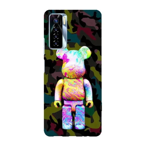 Чохол з принтом «Яскравий Bearbrick» для TECNO Camon 17 Pro
