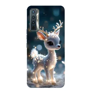 Яркий чехол для TECNO Camon 17 с Зимними Оленятами (Блестящий олененок)