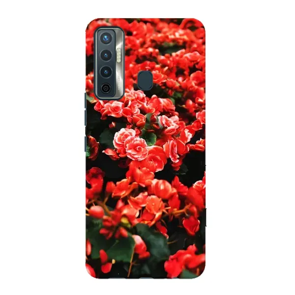 Чехол с принтом «Цветы красные» для TECNO Camon 17