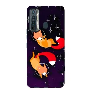 Чехлы с картинкой Лисички для TECNO Camon 17 (VPrint) (Лисички космонавты)
