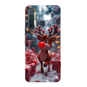 Яркий чехол для TECNO Camon 17 с Зимними Оленятами (Олень среди подарков)